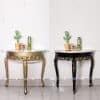 Alishan Console Table Half Moon with Marble Top and Wood Base, Vintage Hall Table D Shaped Marble Console Table