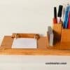 Wooden Desk Organizer – Pen Holder and Clock