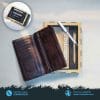 Genuine Leather Wallet, Keyring, and Pen Set with Wooden Box