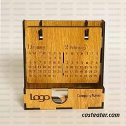 Wooden Desk Calendar with Slip Pad Holder