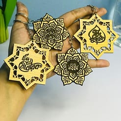 Handcrafted Wooden Boishakhi and Eid Mubarak Keyring