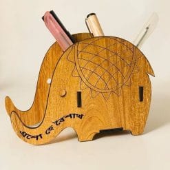 Handcrafted Wooden Elephant Pen Holder – Perfect Desk Accessory