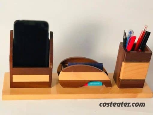 Wooden Desk Organizer – Pen Holder, Card Holder, Mobile Stand